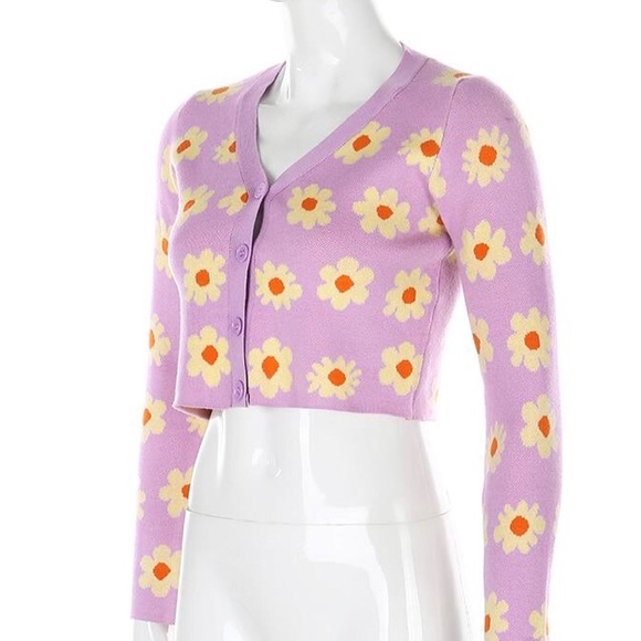 Soft Girl Daisy Lilac Crop Sweater size S - Picture 5 of 11